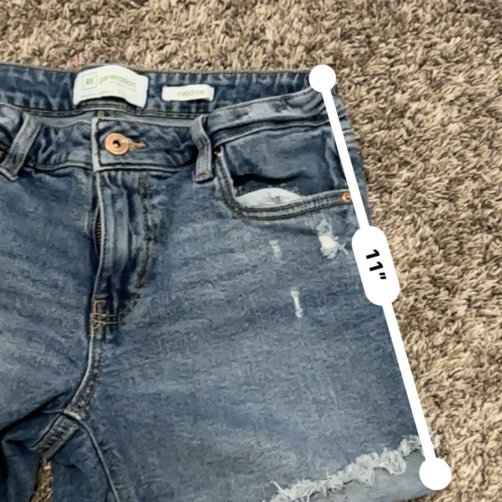 Celebrity Pink Blue Jean Shorts with Distressed Cut-Off Style - Picture 7 of 9